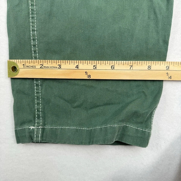 Garage Wide Leg Cargo Jeans Womens Size 1 Green Denim High Rise Pockets - Picture 11 of 12